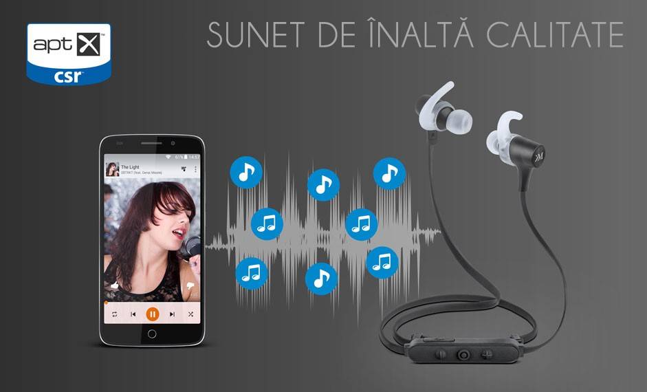 Casti bluetooth IPX4 M5 alb Kruger&Matz