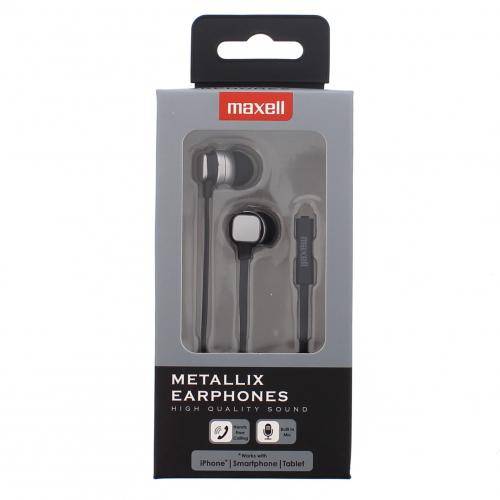 Casti Metallix gri Maxell cablu plat cu microfon