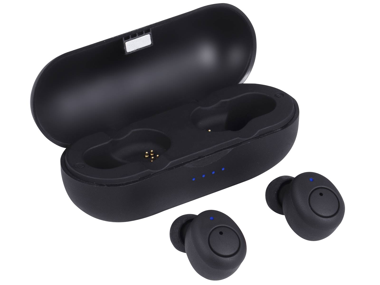 Casti mini Bluetooth cu microfon HMP 12E05 AIRBUDS negru Trevi