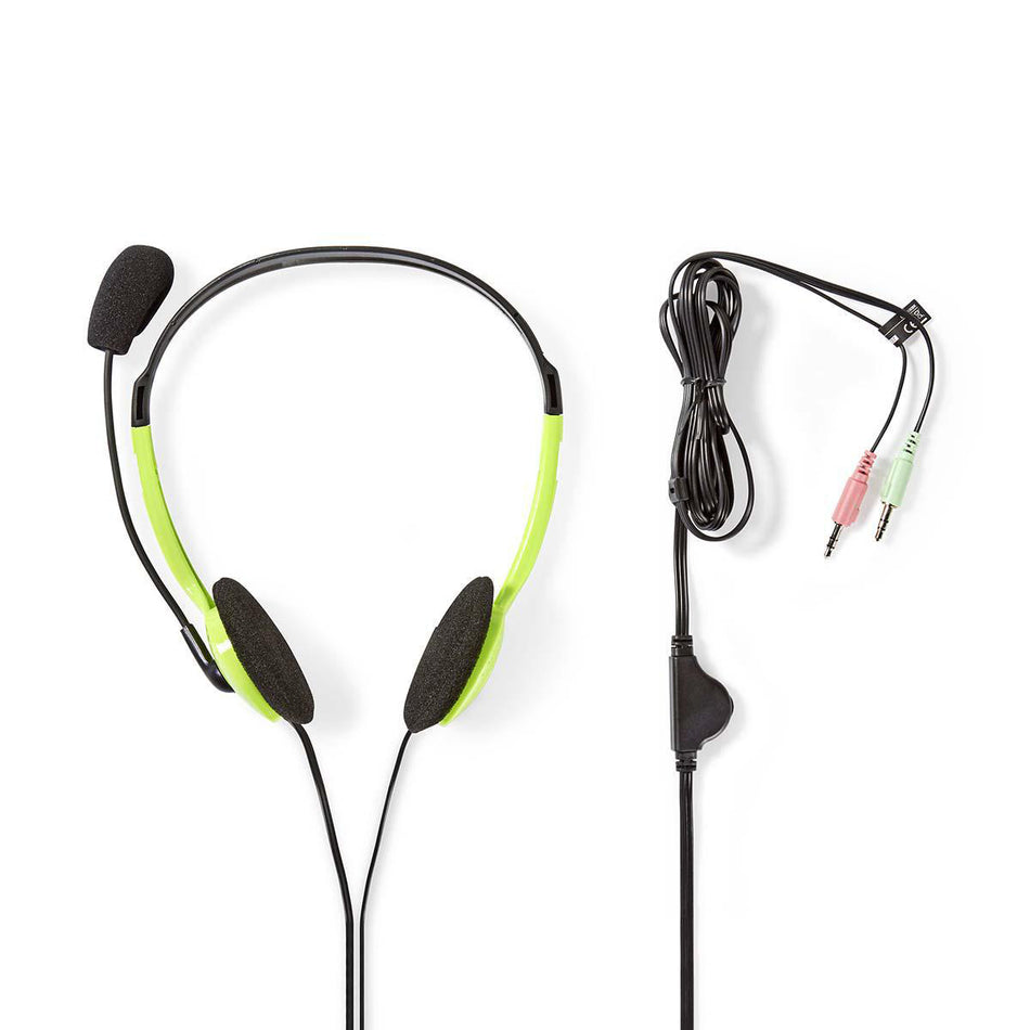 Casti PC On-Ear Nedis 2x3.5 mm 2m verde cu microfon