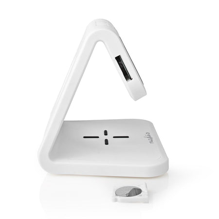 Ceas cu alarma Nedis incarcator wireless Qi lumina multicolora alb