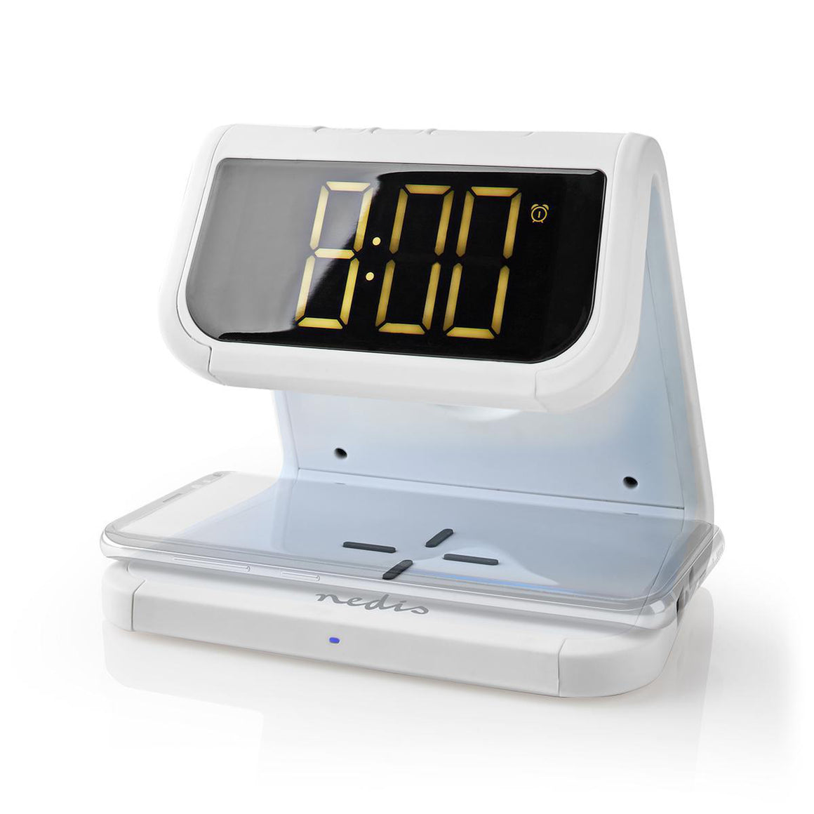 Ceas cu alarma Nedis incarcator wireless Qi lumina multicolora alb