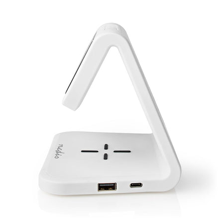 Ceas cu alarma Nedis incarcator wireless Qi lumina multicolora alb