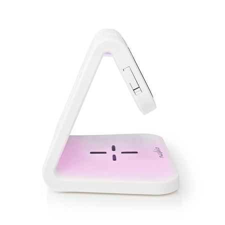 Ceas cu alarma Nedis incarcator wireless Qi lumina multicolora alb