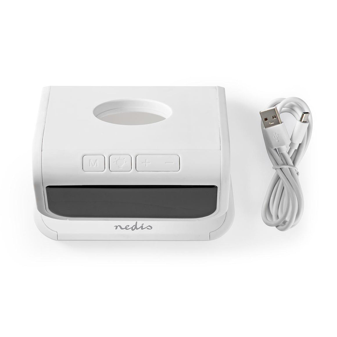 Ceas cu alarma Nedis incarcator wireless Qi lumina multicolora alb