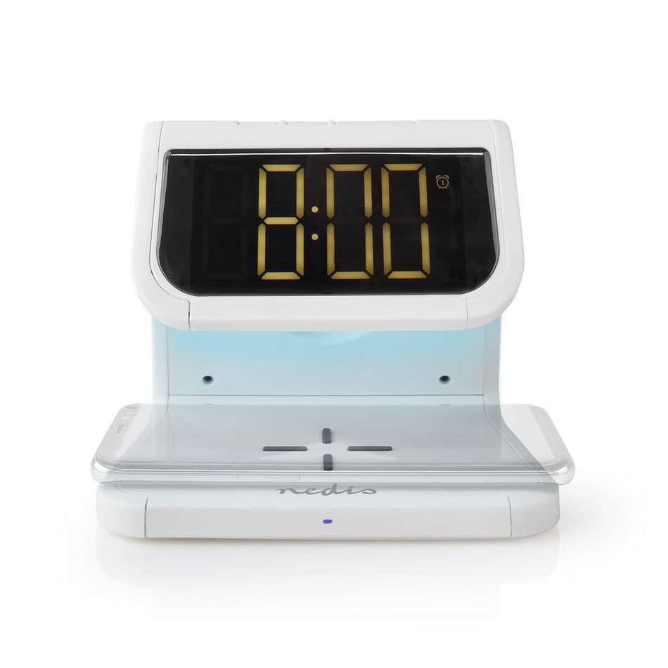 Ceas cu alarma Nedis incarcator wireless Qi lumina multicolora alb