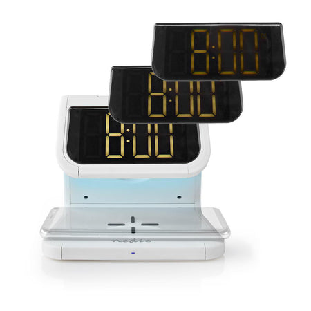 Ceas cu alarma Nedis incarcator wireless Qi lumina multicolora alb