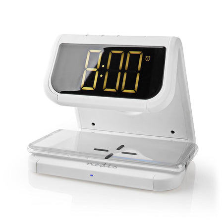 Ceas cu alarma Nedis incarcator wireless Qi lumina multicolora alb