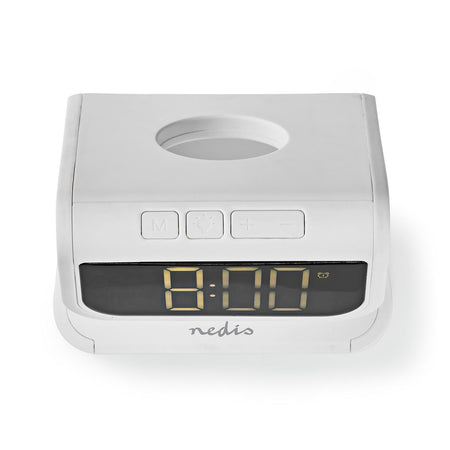 Ceas cu alarma Nedis incarcator wireless Qi lumina multicolora alb