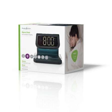 Ceas cu alarma Nedis incarcator wireless Qi lumina multicolora negru