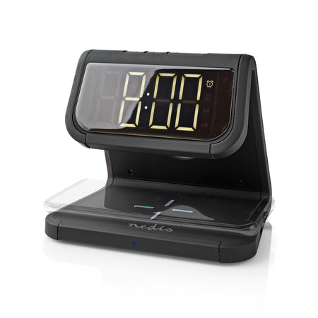 Ceas cu alarma Nedis incarcator wireless Qi lumina multicolora negru