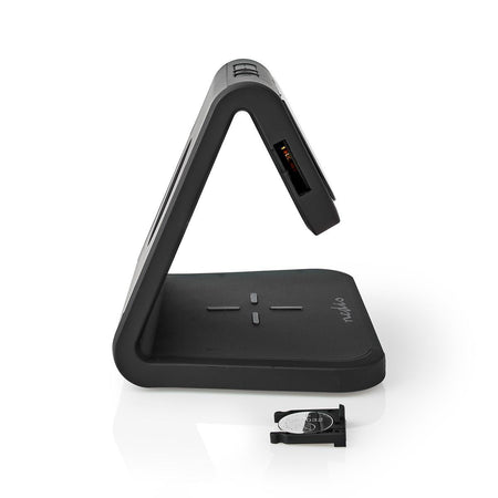 Ceas cu alarma Nedis incarcator wireless Qi lumina multicolora negru