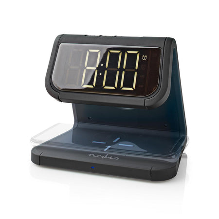 Ceas cu alarma Nedis incarcator wireless Qi lumina multicolora negru