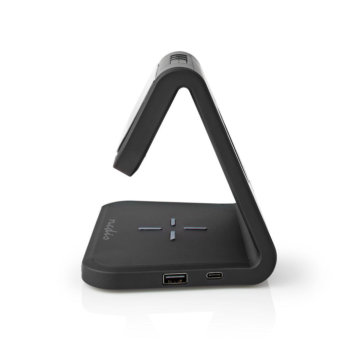 Ceas cu alarma Nedis incarcator wireless Qi lumina multicolora negru