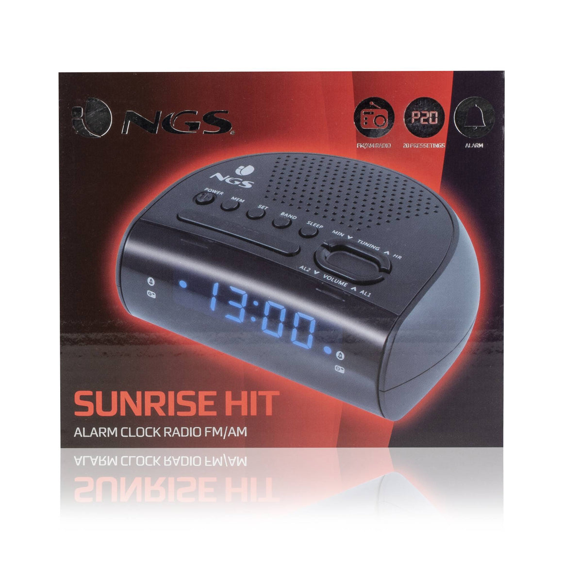 Ceas de masa cu alarma SUNRISE HIT negru NGS