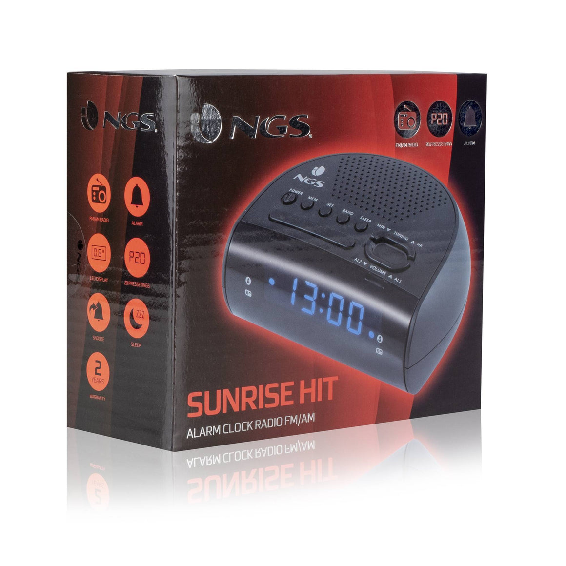 Ceas de masa cu alarma SUNRISE HIT negru NGS