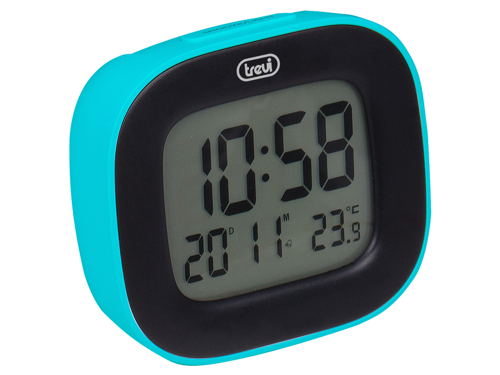 Ceas desteptator cu LCD SLD 3875 cu termometru si calendar turcoaz Trevi