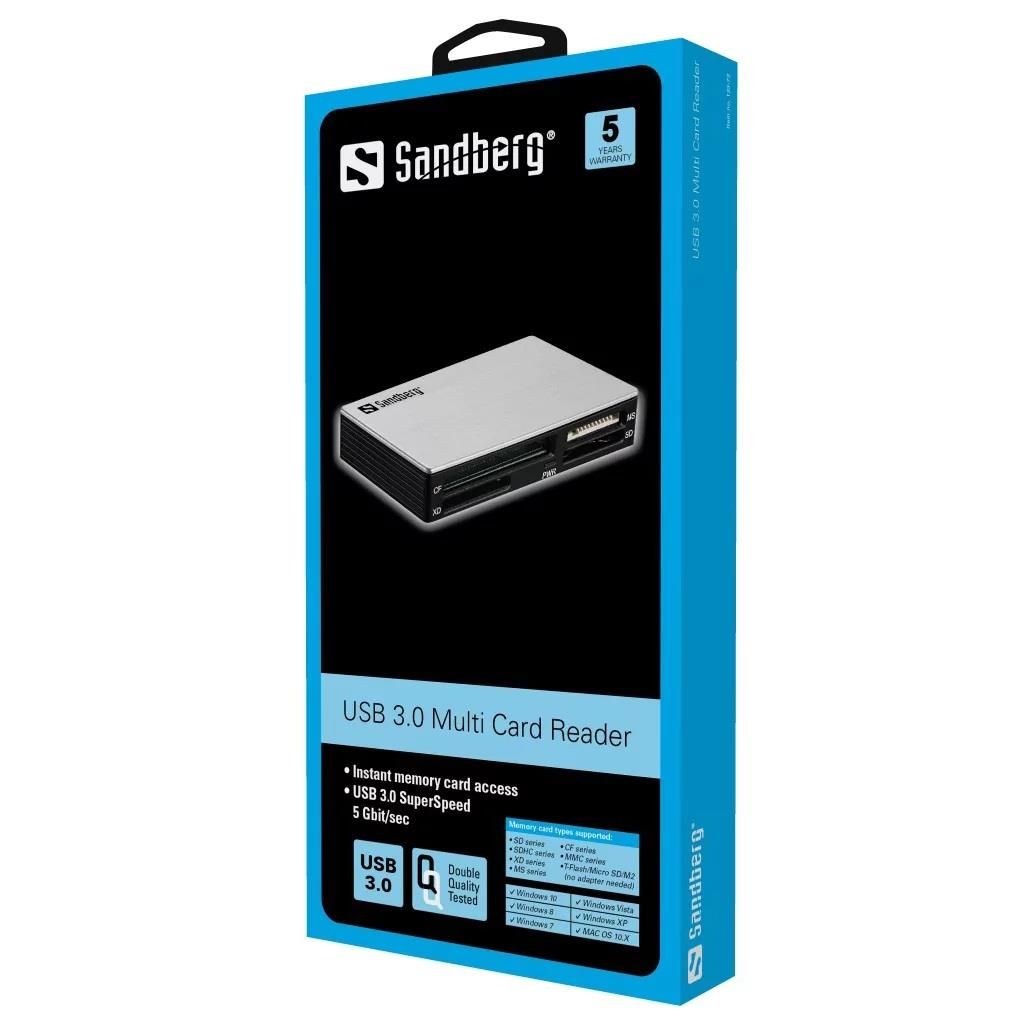 Cititor de carduri all-in-one Sandberg 133-73 USB 3.0 gri