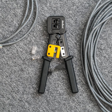 Cleste sertizare RJ45 RJ12 RJ11 RJ 6P RJ 8P + cutit pentru dezizolare REBEL RB-1007