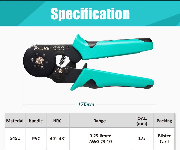 Cleste sertizat profil hexagonal 175mm Pro`sKit CP-463G