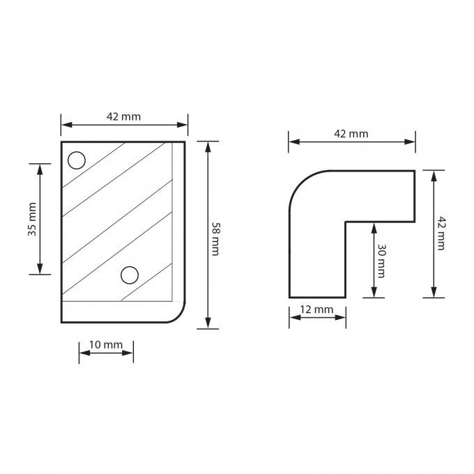 Coltar de protectie pentru incinte acustice 58x42x42mm