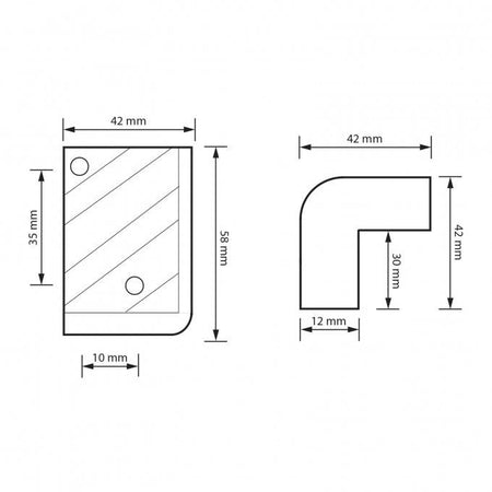 Coltar de protectie pentru incinte acustice 58x42x42mm