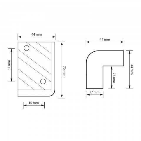 Coltar de protectie pentru incinte acustice 70x44x44mm