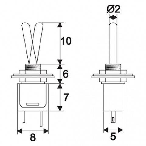 Comutator cu brat 1 circuit 1A-250V OFF-ON cu retinere