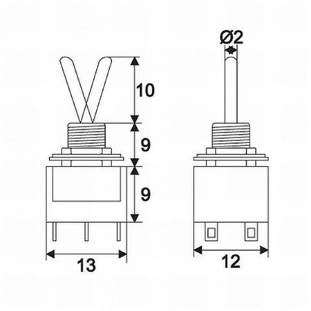 Comutator cu brat 2 circuit 3A 250V ON-ON cu retinere