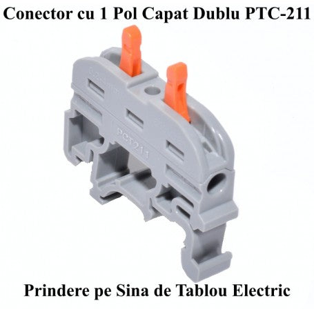 Conector 2+2 cu sina portocaliu pentru cablu maxim 4 mm