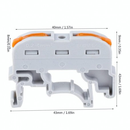 Conector 2+2 cu sina portocaliu pentru cablu maxim 4 mm