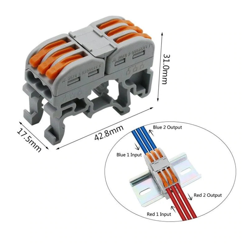 Conector 3+3 cu sina portocaliu pentru cablu maxim 4 mm