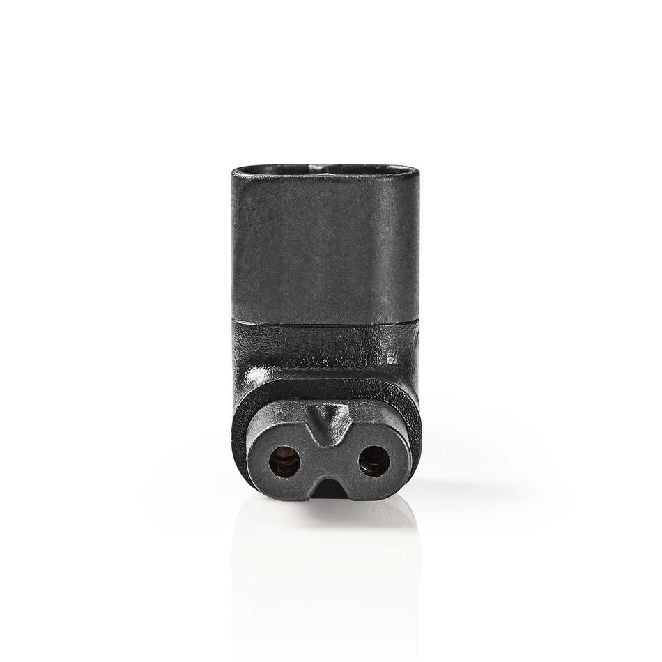 Conector alimentare IEC-320-C7 mama - IEC320-C8 tata unghi 90 negru