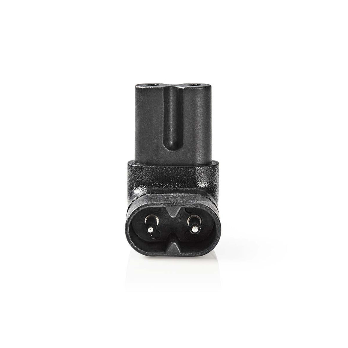 Conector alimentare IEC-320-C7 mama - IEC320-C8 tata unghi 90 negru