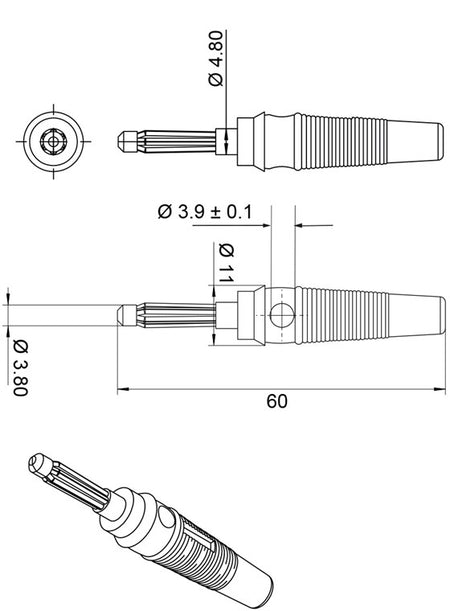 Conector banana tata rosu 4mm cauciuc moale Goobay 11459