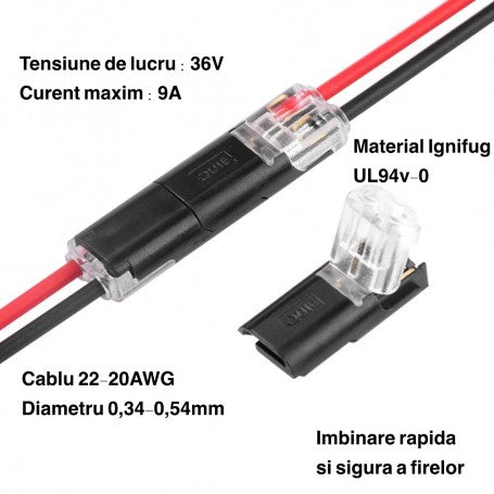 Conector in i pentru doua fire rapid cu blocare