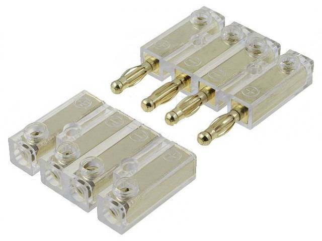 Conector pentru difuzoare 4mm2 aurit mufa/soclu insurubare ACV