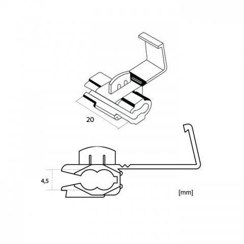 Conector rapid adaugare cablu max 1mm 4.5x20mm rosu