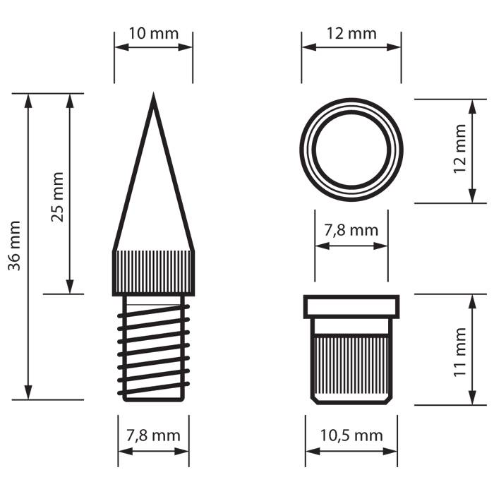 Contacte ascutite pentru incinte acustice metal negru