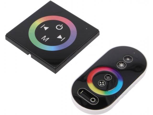 Controler LED 12A control iluminare RGB 12/24VDC Canale 3 neagra OPTOFLASH CTR-RGB-4A-PANEL