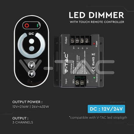 Controller banda LED Dimabil cu touch 12V 216W / 24V 432W V-TAC