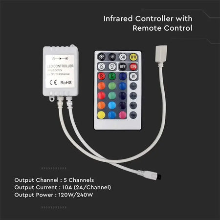 Controller banda LED RGB+W 26 butoane 12/24V 10A V-tac SKU-2899