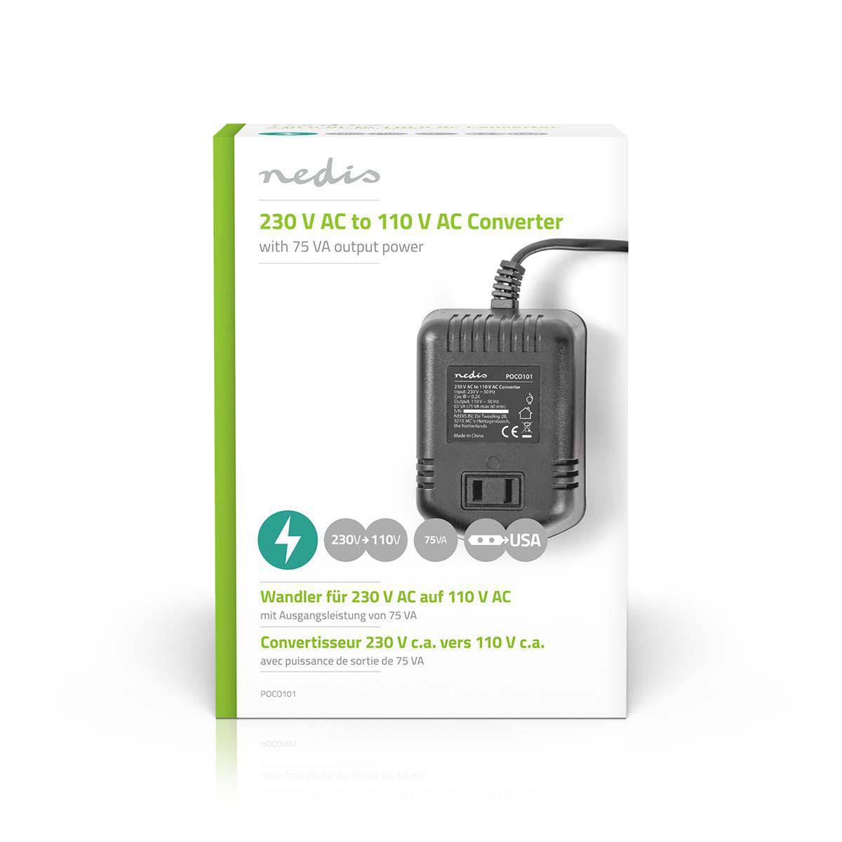 Convertor de tensiune 220V-110V 75W iesire USA Nedis