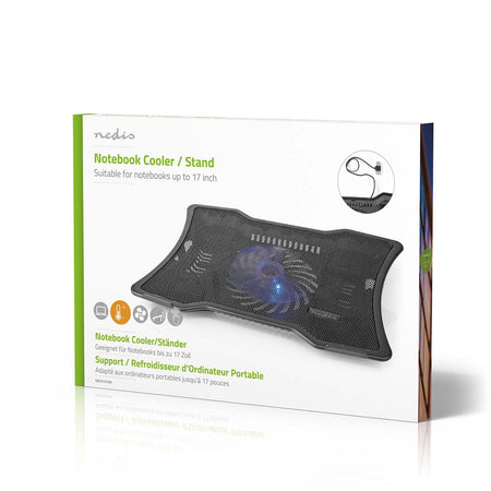 Cooler laptop Nedis 1 ventilator max 17" LED 1x USB negru