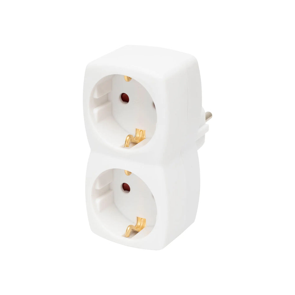 Dublu stecher distribuitor cu impamantare 2x Schuko 3680W 16A alb Home NV 22