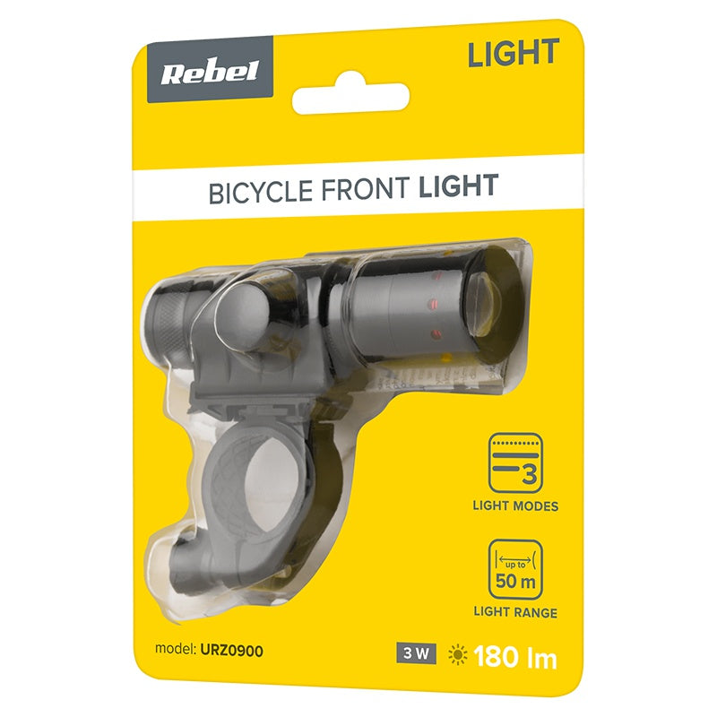 Far bicicleta LED 3W 180lm 50m 3x AAA REBEL