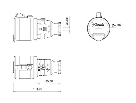 Fisa SCHUKO cauciuc cu capac Bemis BK1-1402-2311 2P+E 16A 250V IP44