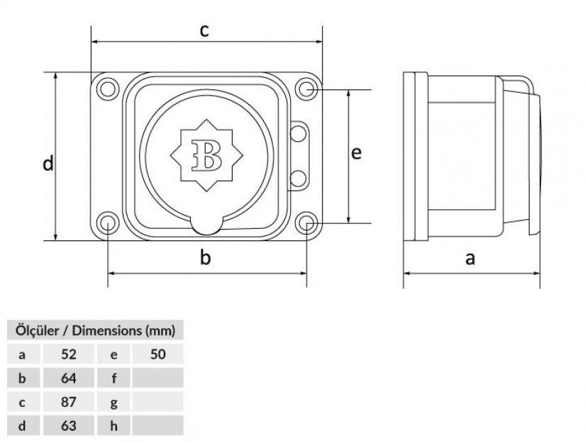 Fisa SCHUKO cauciuc cu capac Bemis BK1-1402-3511 2P+E 16A 250V aparenta IP54