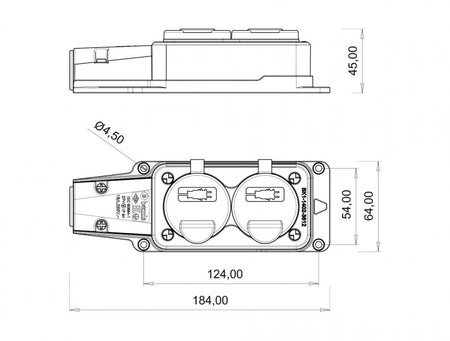 Fisa SCHUKO cauciuc cu capac Bemis BK1-1402-3612 2P+E 2 iesiri 16A 250V IP54