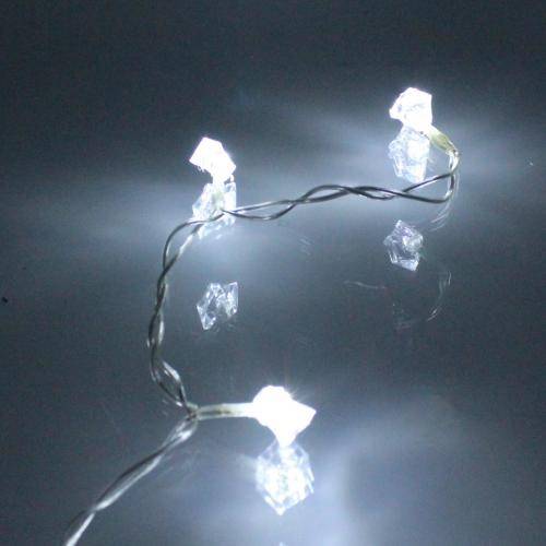 Ghirlanda electrica luminoasa decorativa forma diamant 20 LED albe lumina rece cablu transparent WELL